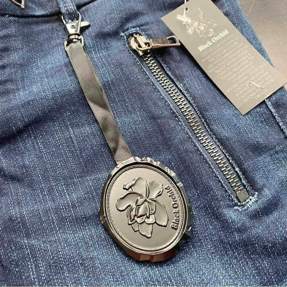 BLACK ORCHID Women's Zip Pocket Skinny Boot Cut Blue Jeans Sz 24 Denim NWT. - Picture 5 of 13